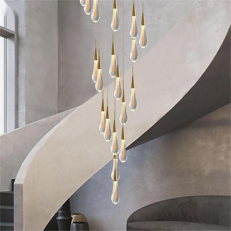 Crystal Raindrop Chandelier Light For Staircase