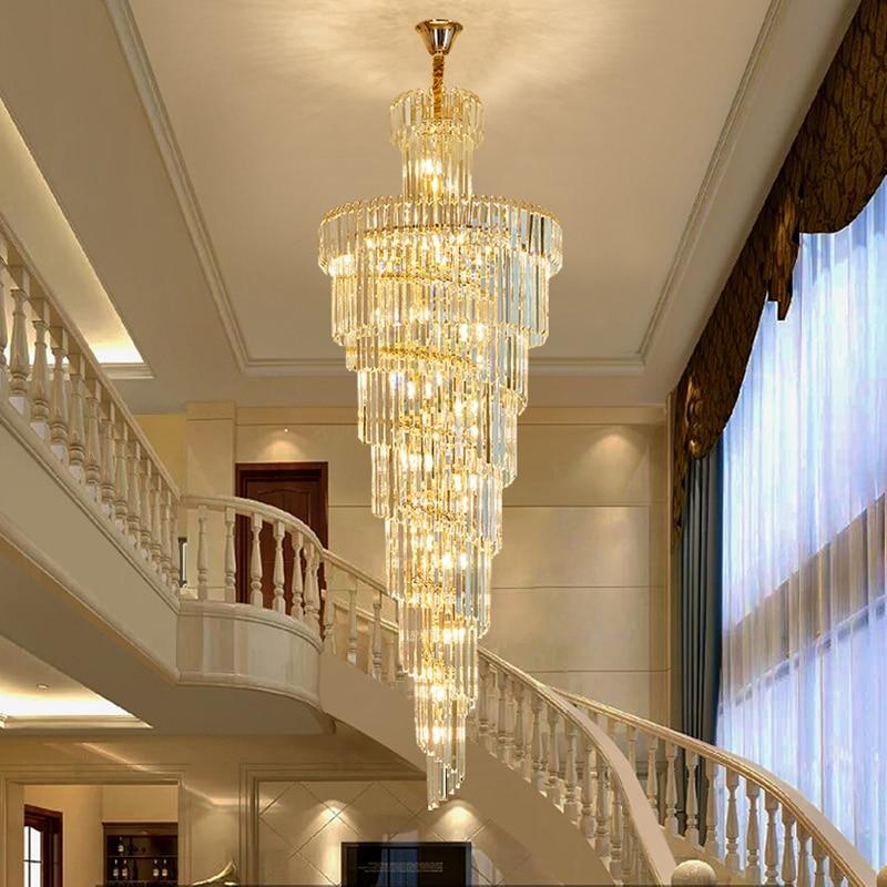 Circular Pendant Light Spiral Crystal Staircase Chandelier